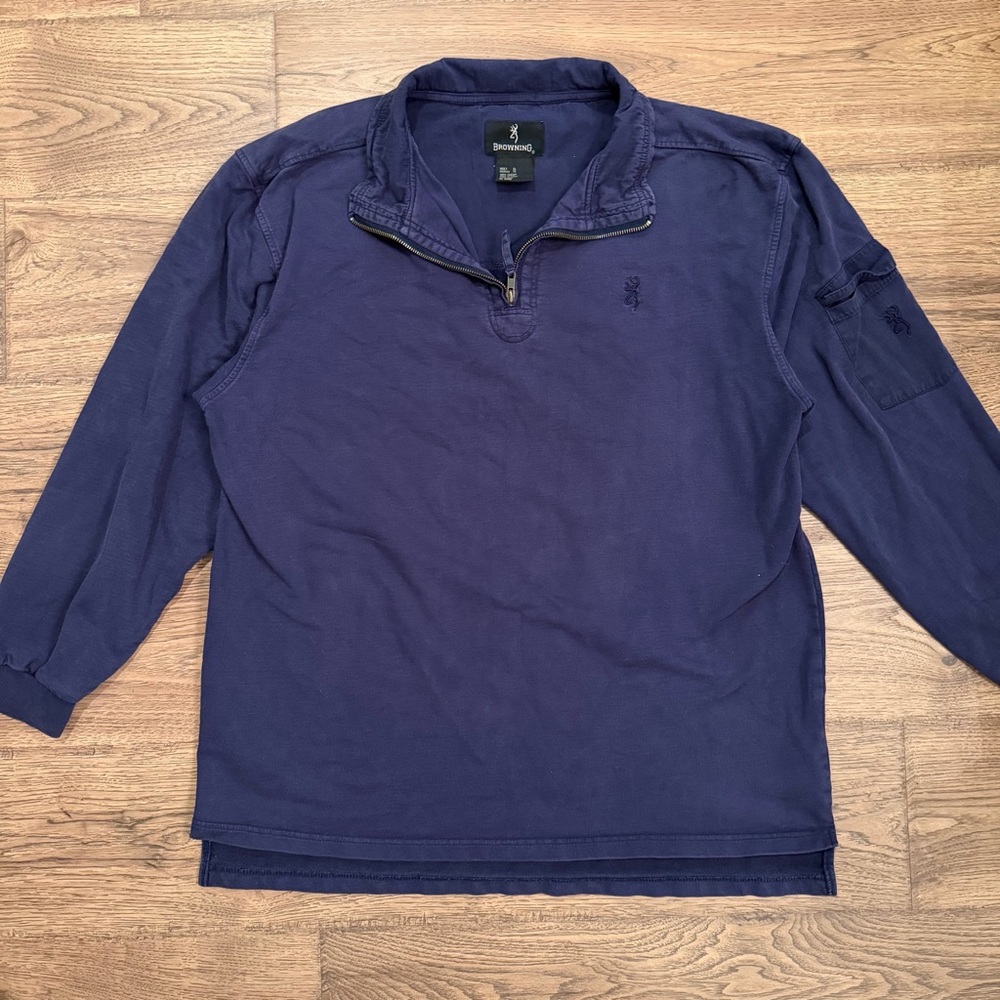 Browning gray quarter zip cotton pullover xl EUC